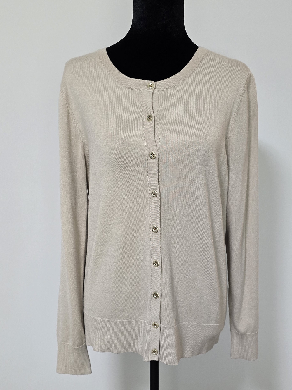 Charter Club Neutral Beige Button-Front Cardigan